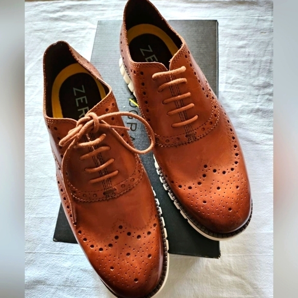 Cole Haan ZeroGrand Wing Oxford British Tan Sz. 8 Shoes - Picture 1 of 15